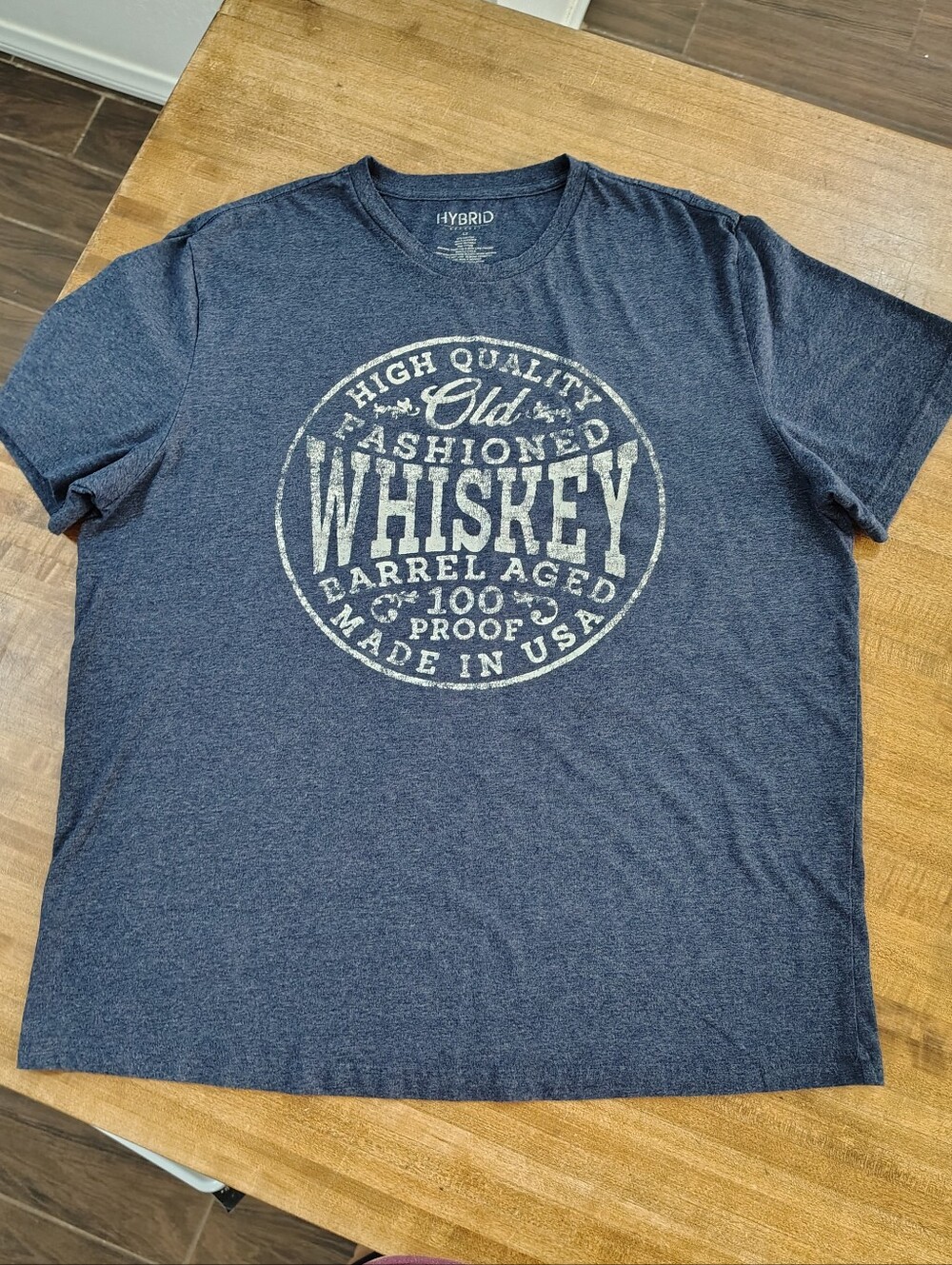 Hybrid & Company Old Fashion Navy Graphic Whiskey Short Sleeve Crew Neck Tee